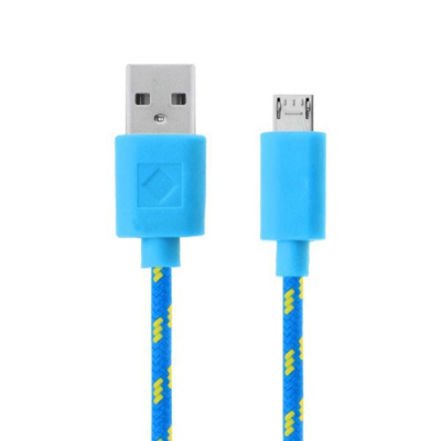Nylon micro USB kabel 3 meter blauw
