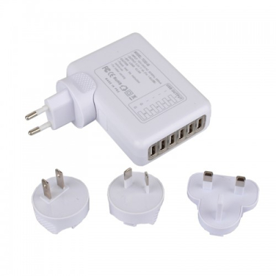 USB wereldadapter met 6 poorten