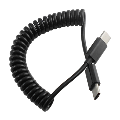 Gekrulde USB-C naar USB-C kabel zwart