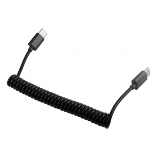 Gekrulde USB-C naar USB-C kabel zwart