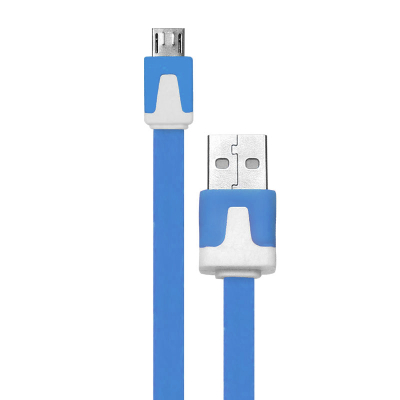 Platte micro USB kabel 2 meter blauw