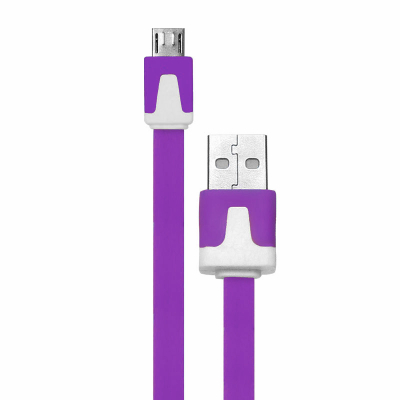 Platte micro USB kabel 2 meter paars