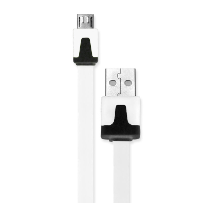 Platte micro USB kabel 2 meter wit