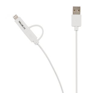 Valueline micro USB kabel met MFi Lightning adapter wit
