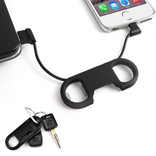Sleutelhanger met micro USB kabel en flesopener
