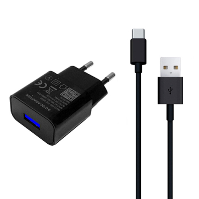 Universele USB-C oplader 2 meter - 2 ampère - zwart