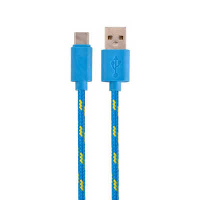 Nylon USB-C kabel 3 meter blauw
