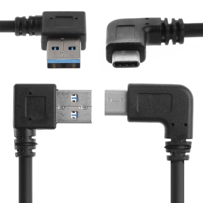 Haakse USB-C 3.1 naar USB 3.0 rechts kabel 30 cm zwart