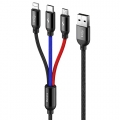 Baseus Lightning, micro USB en USB-C kabel 30 centimeter