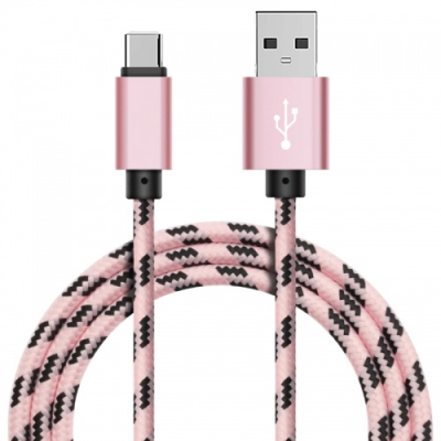 Xinnier nylon USB-C kabel 1 meter roségoud