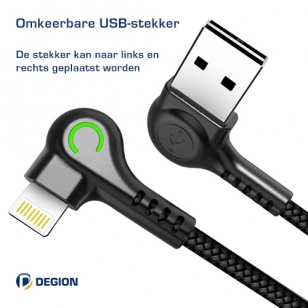 Degion nylon haakse Lightning kabel 1 meter