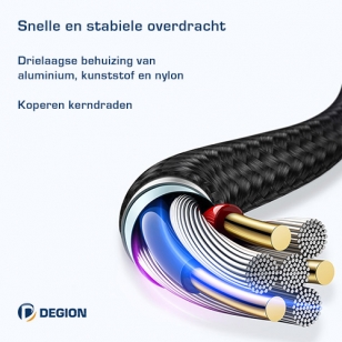 Degion nylon haakse Lightning kabel 1 meter