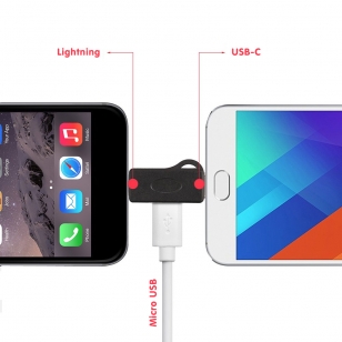 Micro USB naar USB-C en Lightning adapter
